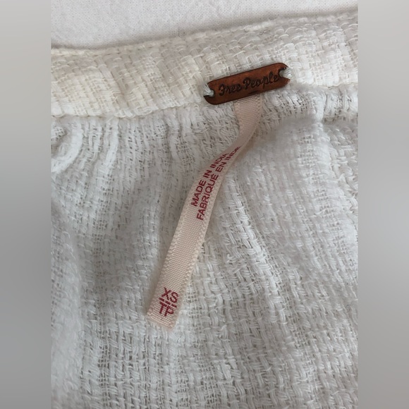 Free People White Cotton Caftan Henley Long Sleeve Beach Cover Up XS S M - Picture 8 of 8